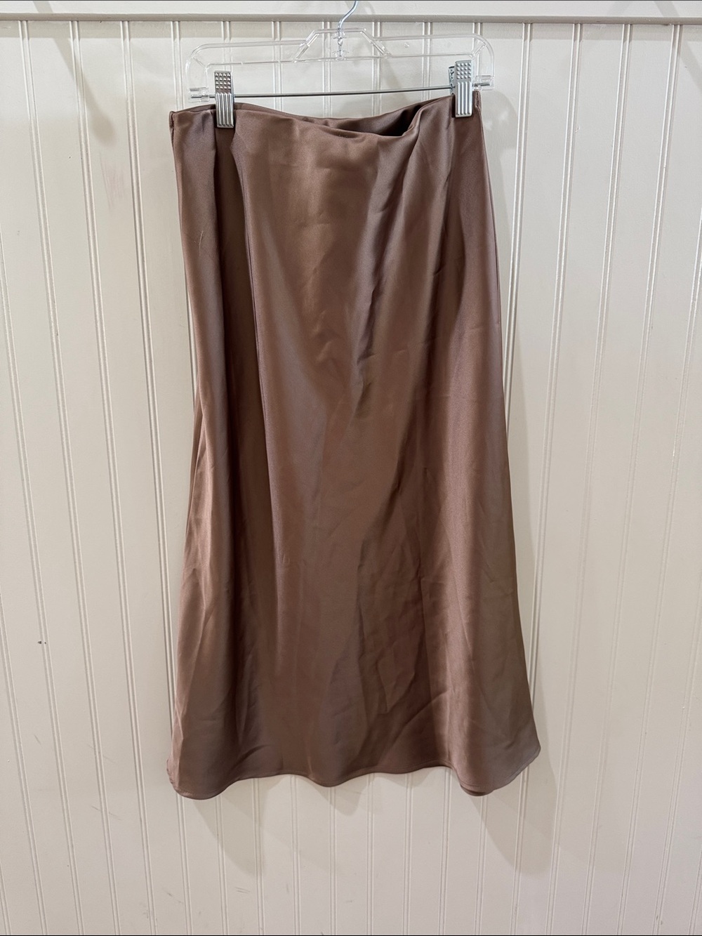Satin Midi Skirt in Brown small